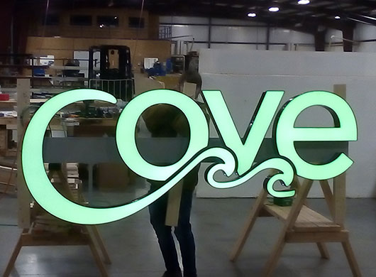 Photo of Cove Yogurt illuminated channel letter sign