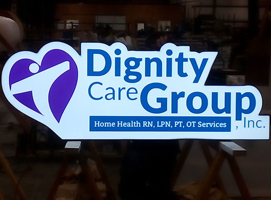 Photo of Dignity Care Group custom logo sign