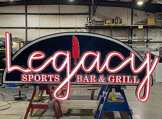 Photo of Legacy Sports Bar non-illuminated cabinet sign