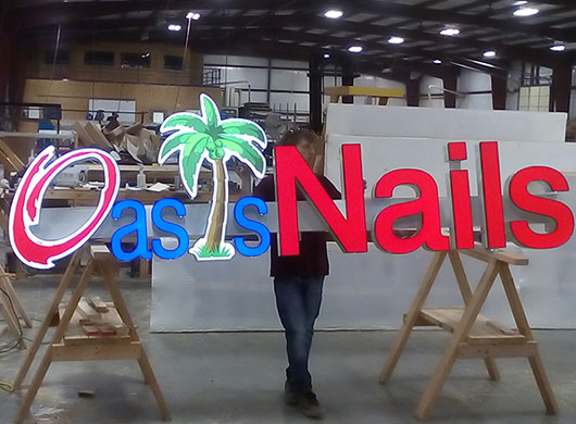 Photo of Oasis Nails preformed channel letter sign