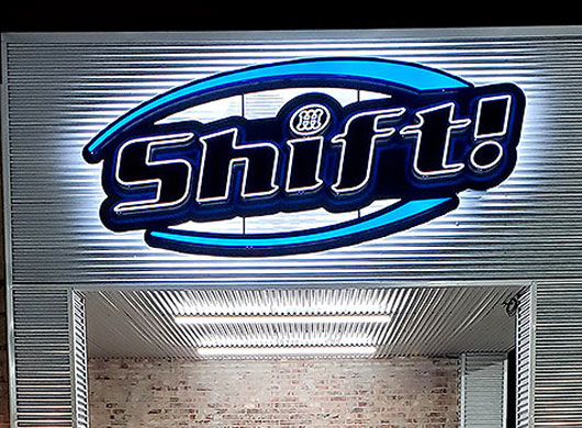 Photo of Shift! front/back lit LED illuminated sign