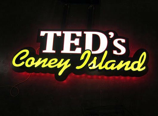 Photo of Ted's Coney Island front/back lit sign
