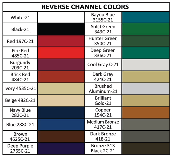 Reverse Channel Color Chart